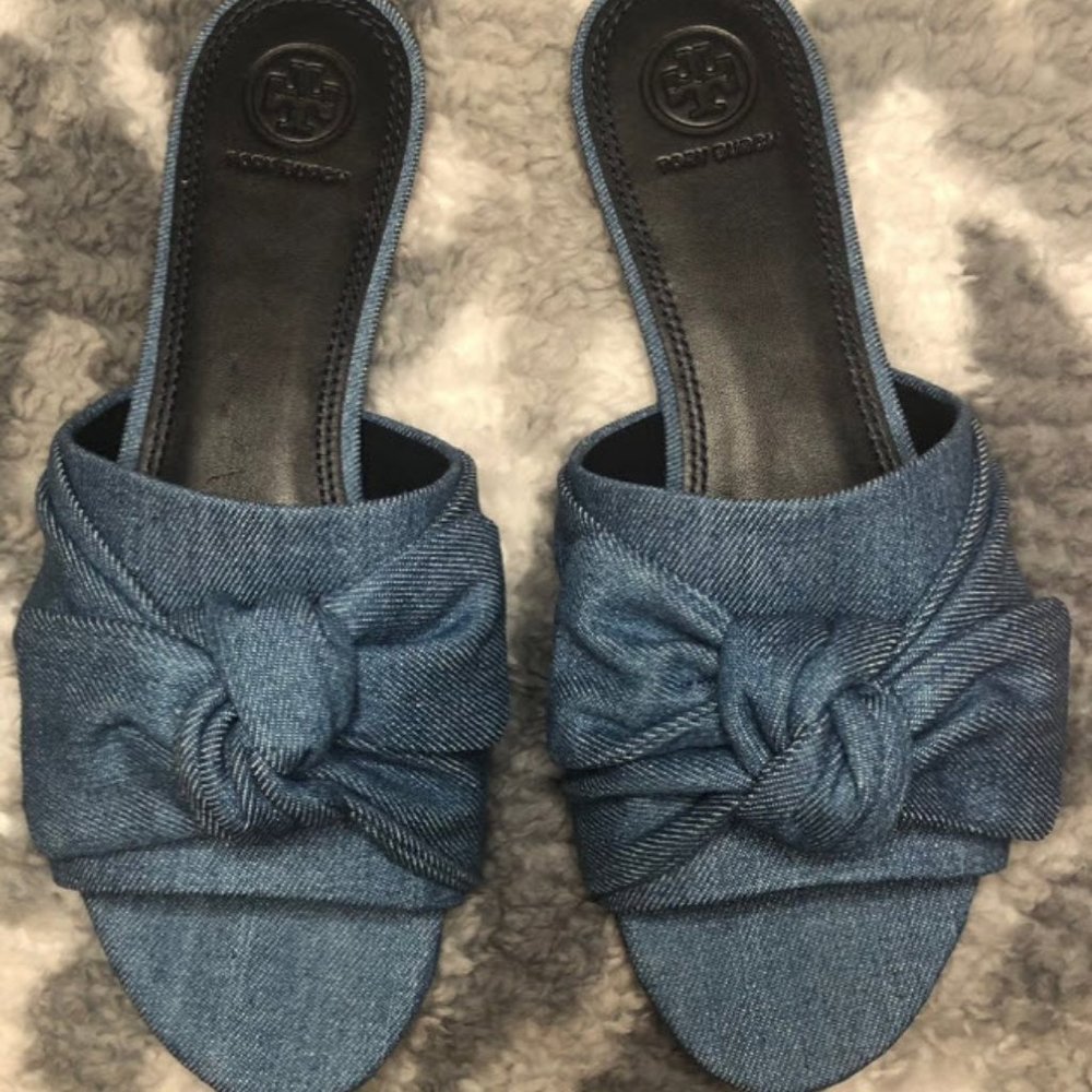 Tory Burch – Annabelle Bow Slide Denim – NWB – Size: 5M